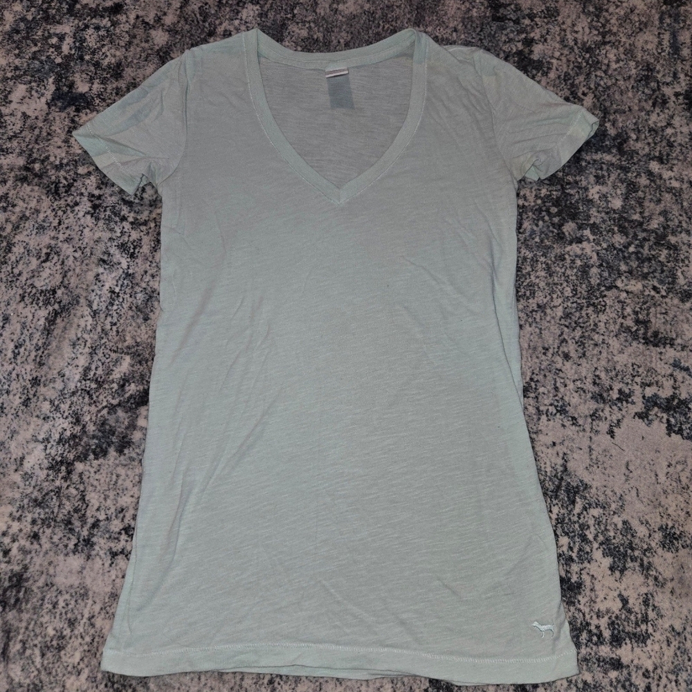 PINK Victoria's Secret Gray Fitted Short Sleeve Tee